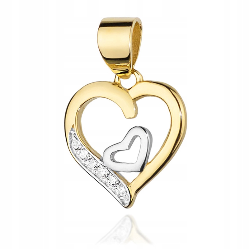 Zlatý Přívěsek pr. 585 Srdce S Brilianty 0,05 ct