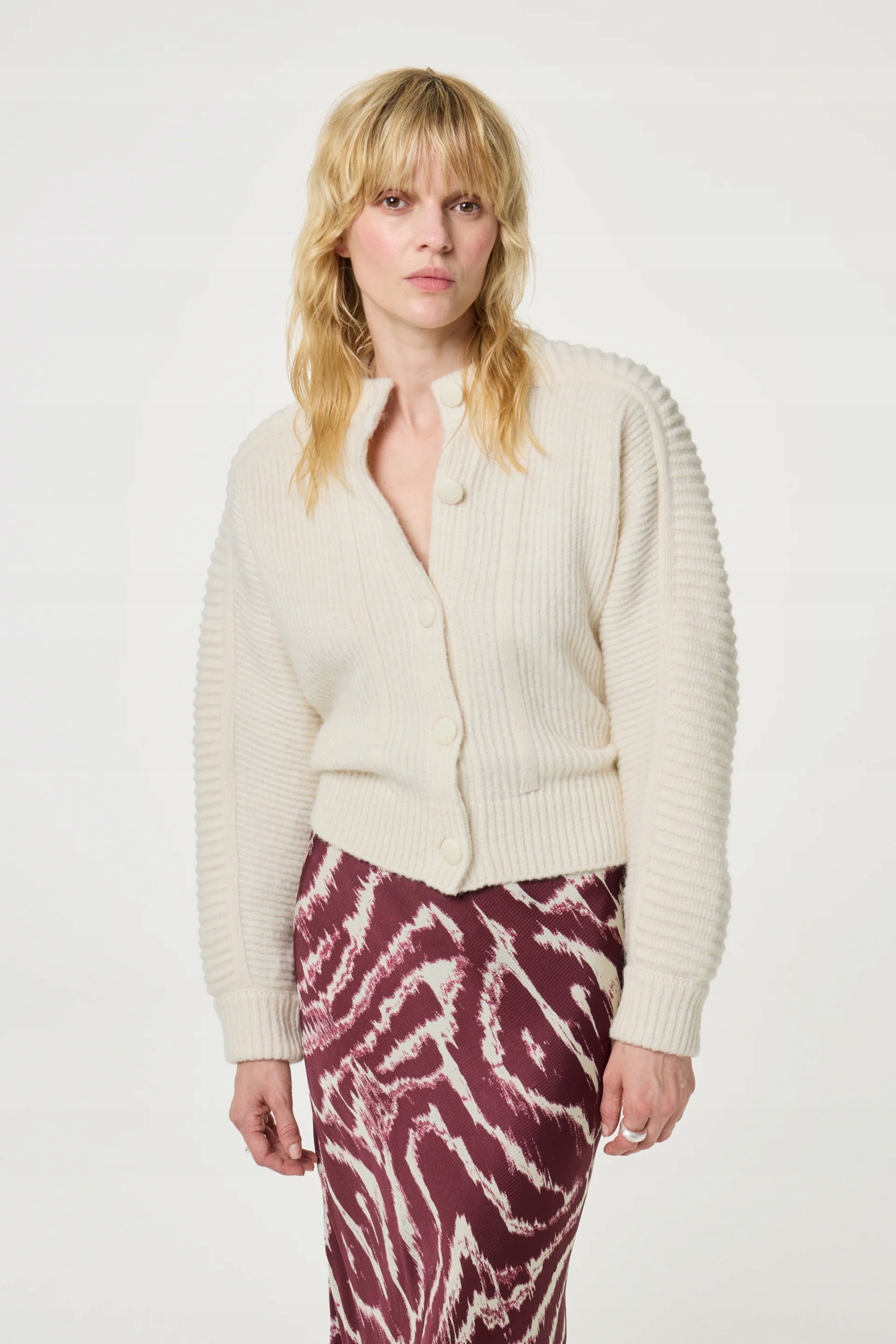 Fabienne Chapot Berber Cardigan Cosy White dámský kardigan M, vlna alpaka