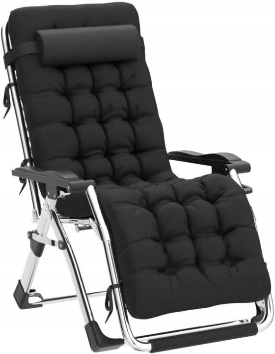 Ležadlo s vankúšom z hliníka Čierna Premium ležadlo