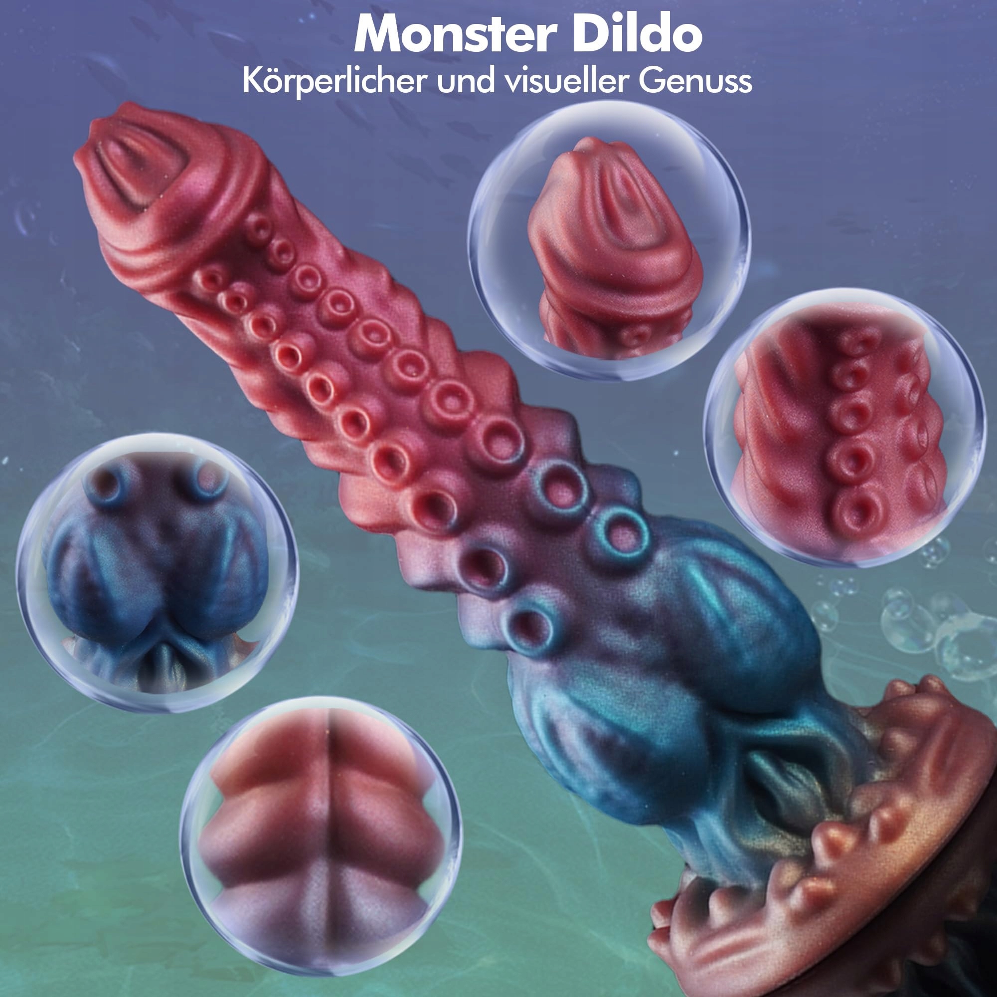 FANTASY Dildo Potwór Tentakel 24cm Silikonowy Z Przyssawką Dla Par — miniatura 6
