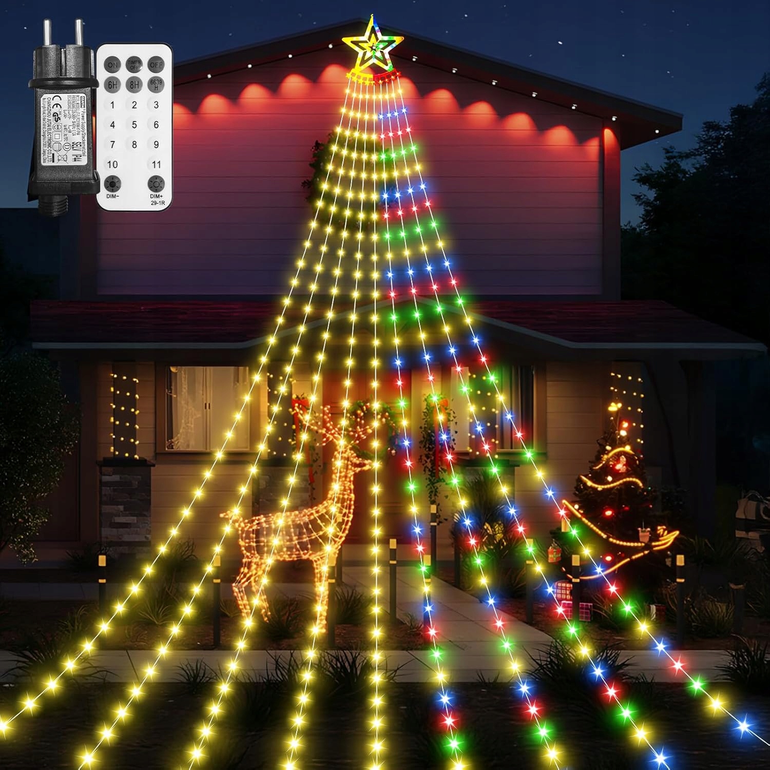 Helesin Hvězda s 350 Led 9-Girland Vánoční osvětlení IP44 3,5 m