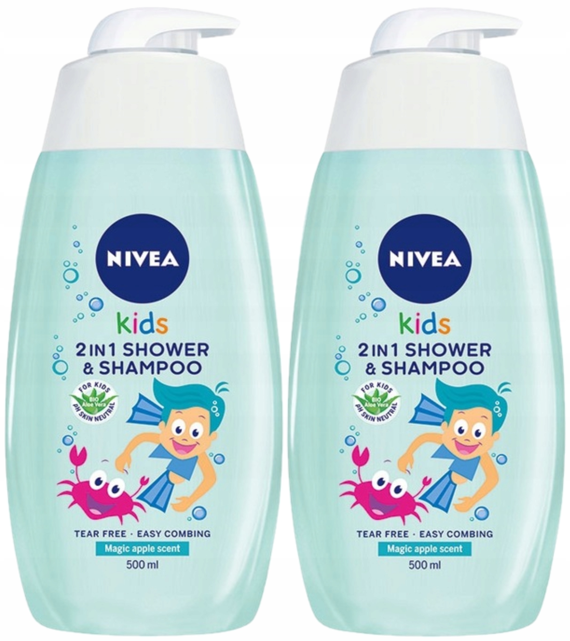 NIVEA KIDS żel 2w1 jabłkowe karmelki 2x500ml