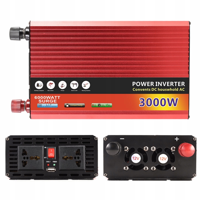 PRZETWORNICA 12V 220V SAMOCHODOWA NAPIĘCIA 3000W