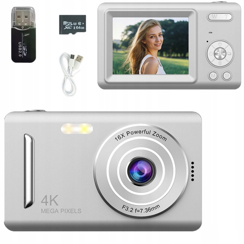 Digitální Fotoaparát Hd Přenosný Fotoaparát 1080P 50 Mp Stabilizace S 16X Zoomem