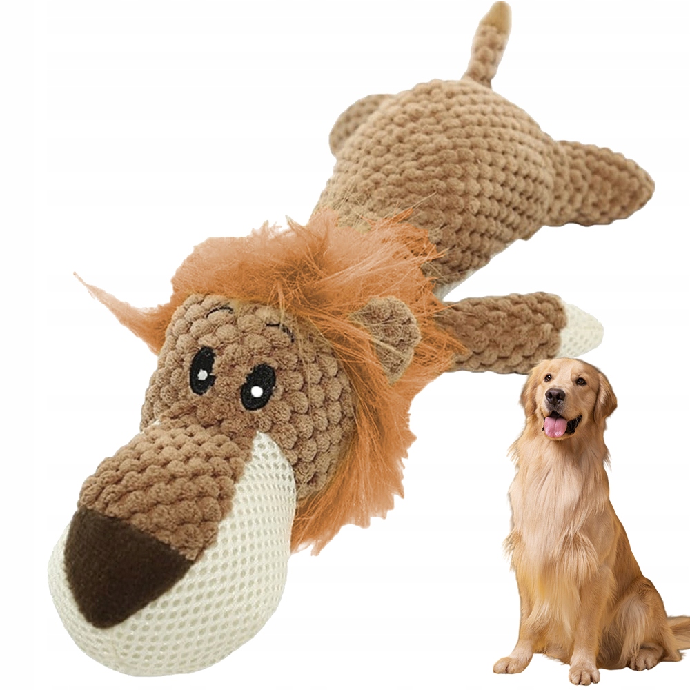 Levně Hračka Pro Psy Velký Plyšový Lev Kousátko Interaktivní Hračky 36 CM