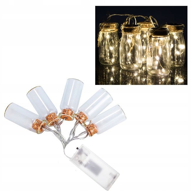 LAMPKI CHOINKOWE 5 BUTELEK 15 LED ŚWIĘTA DRUCIKI