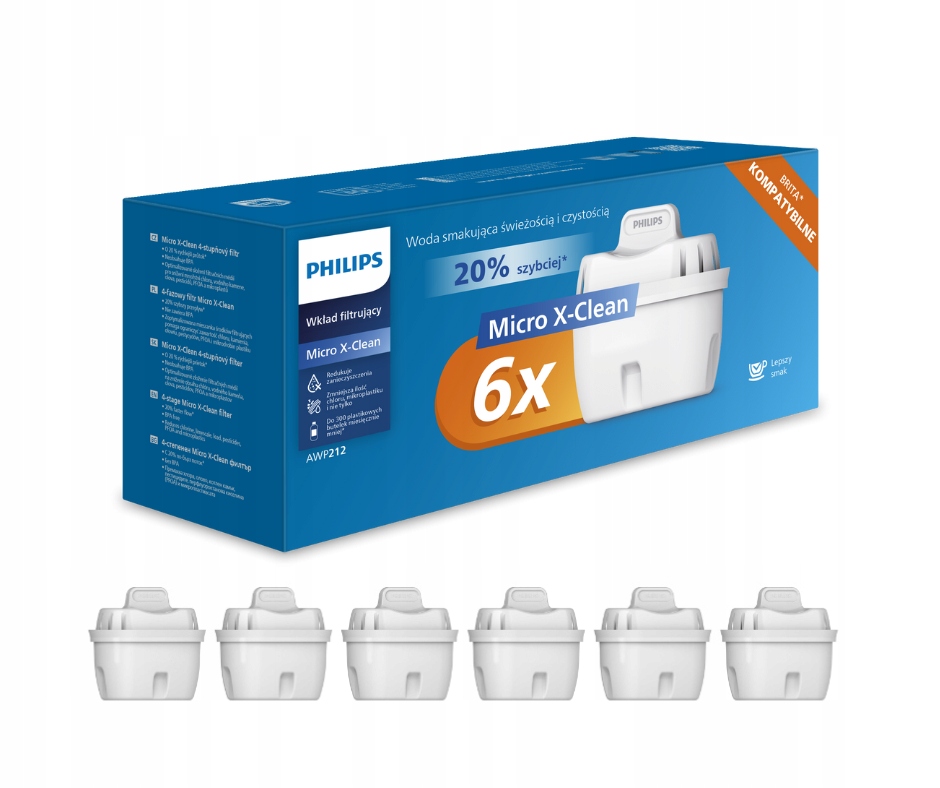 Filtr do dzbanka Philips Micro XClean, wkład filtrujący, zestaw 6 szt.