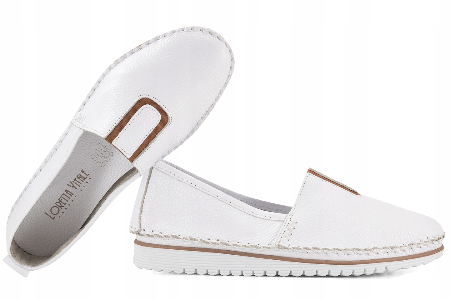 Loretta Vitale 3032 Dámské Mokasíny Kožené Polobotky S Vložkami, bílé, 39 Bílá