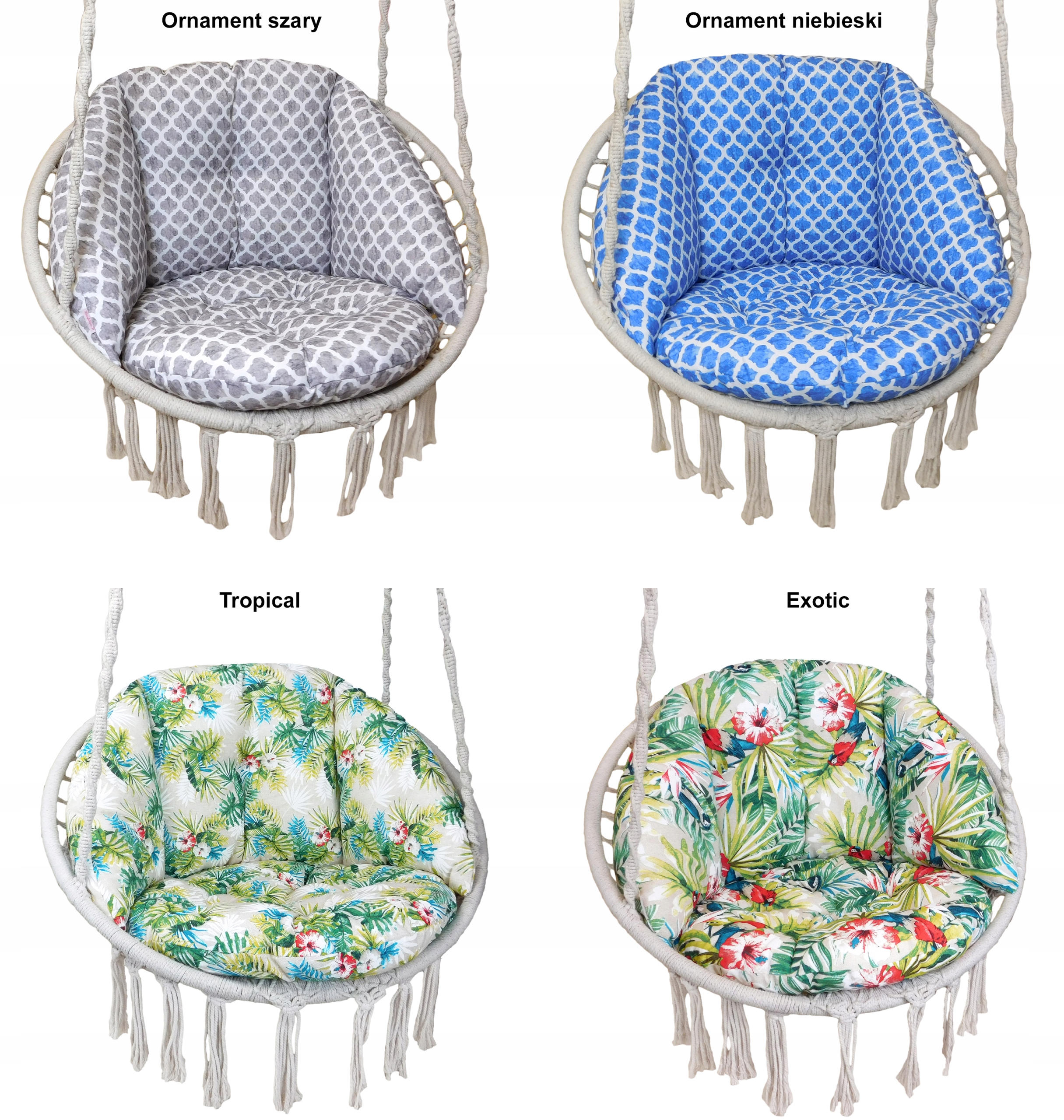 PODUSZKA NA HUŚTAWKĘ BOCIANIE GNIAZDO BOHO POLSKA - kolory mix Grubość poduszki 12 cm