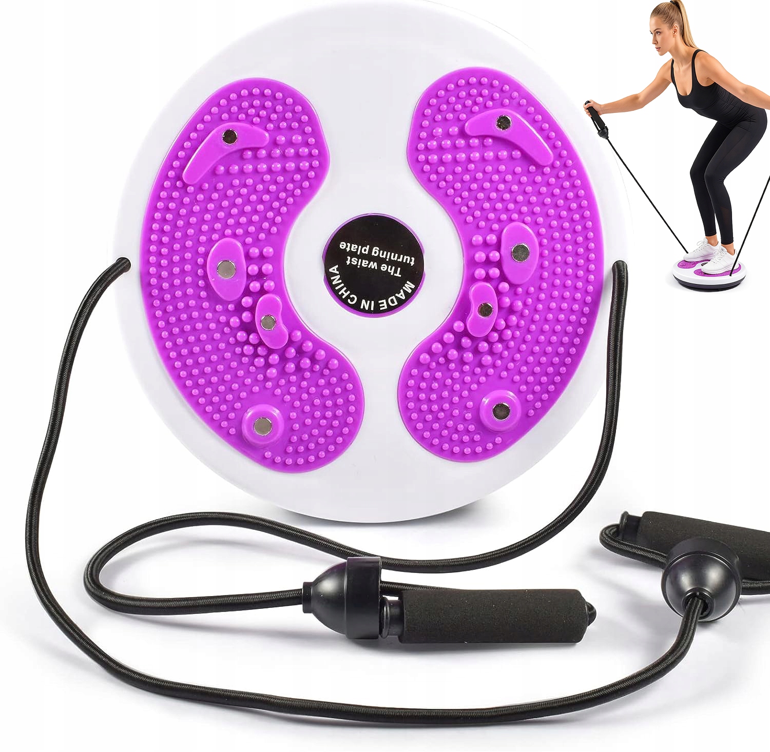 Dysk Do Skręcania Talii Z Magnetyczną Płytą Masującą I Gumkami Fitness 28CM
