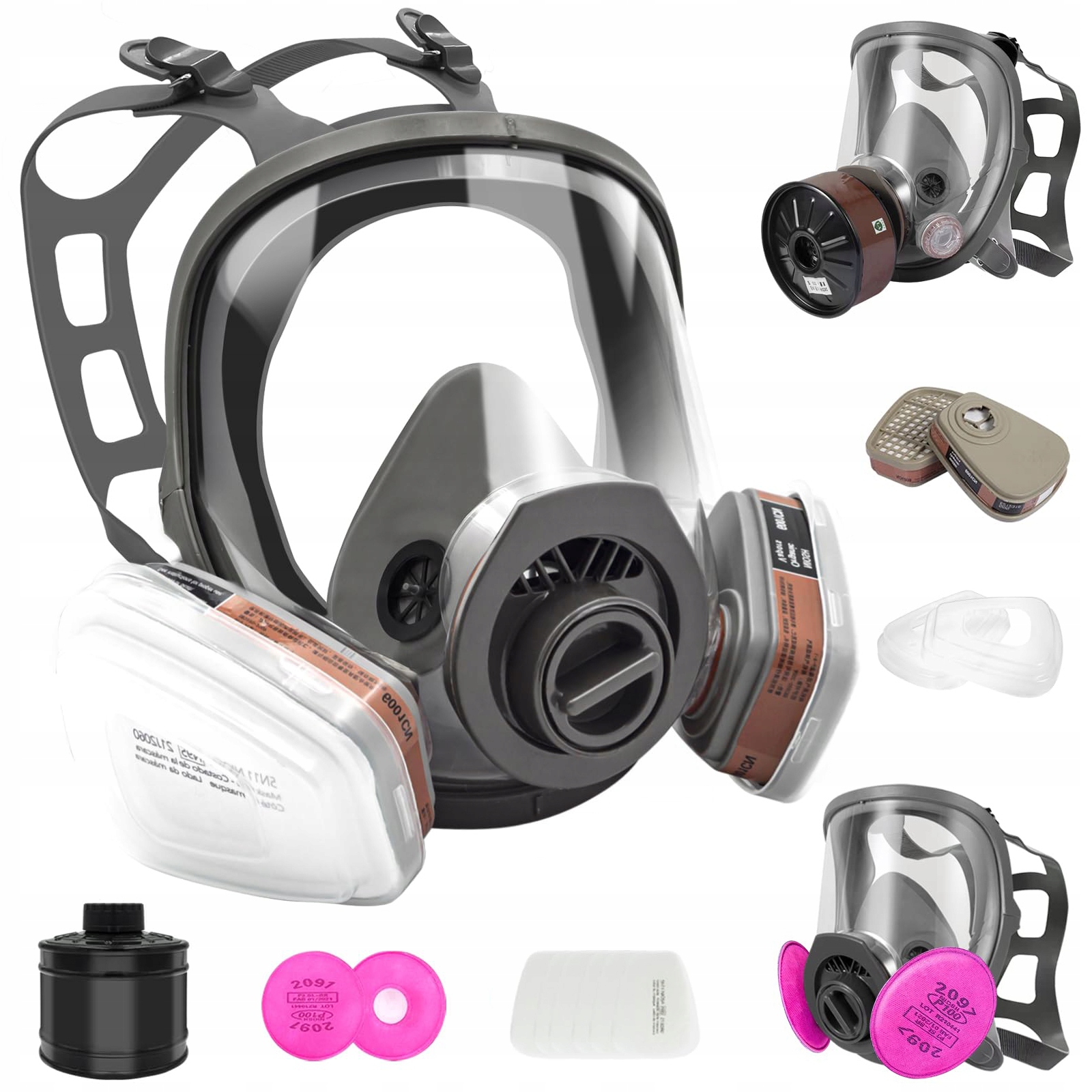 MASKA PEŁNOTWARZOWA 6800 DO WIELOKROTNEGO UŻYTKU , OCHRONA DRÓG ODDECHOWYCH Kolor dominujący odcienie szarości