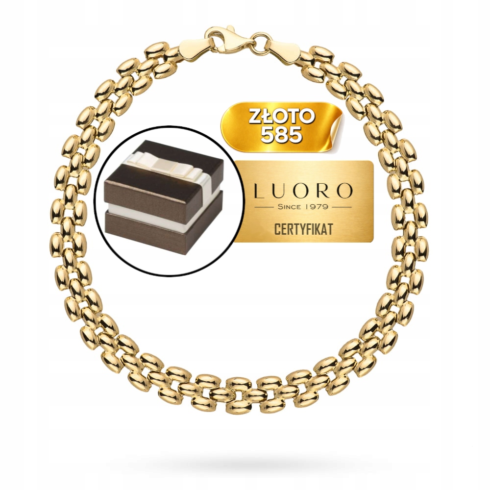 Náramek Zlatý 585 14K Vzor Kolečko 19 CM Elegantní Žluté Zlato