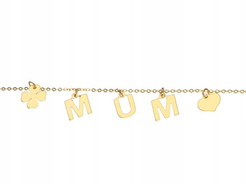 

Złoty łańcuszek 333 celebrytka napis mama Mum