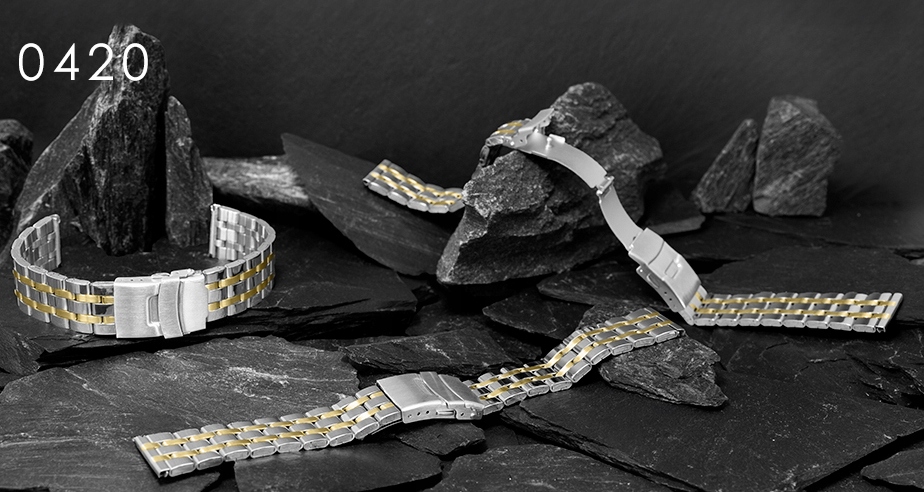 BRANSOLETA DO ZEGARKA - 20MM SREBRNO-ZŁOTA STALOWA Płeć uniseks