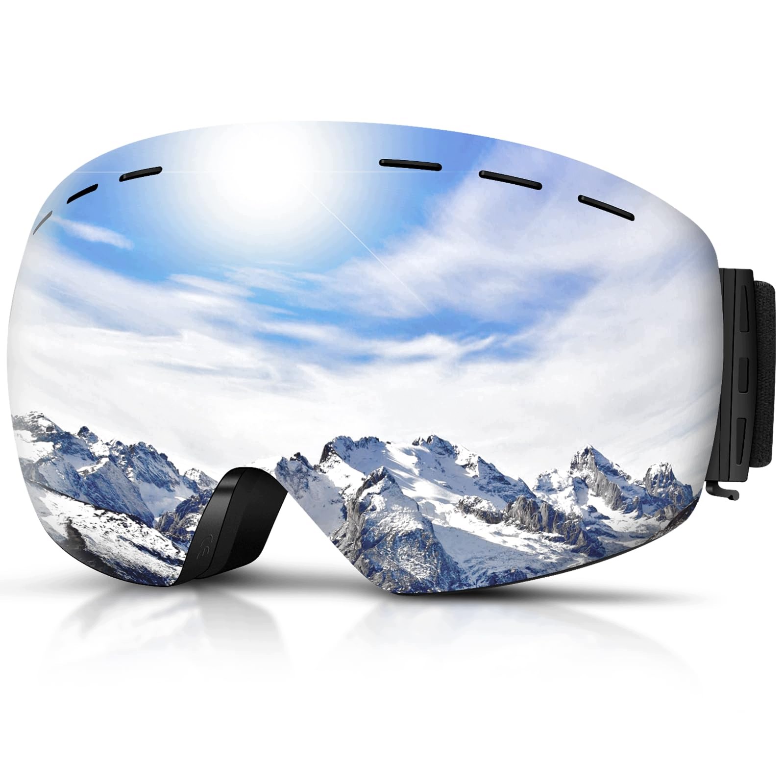 Gogle narciarskie snowboardowe bezramkowe Otg UV400 Dada-pro srebrne
