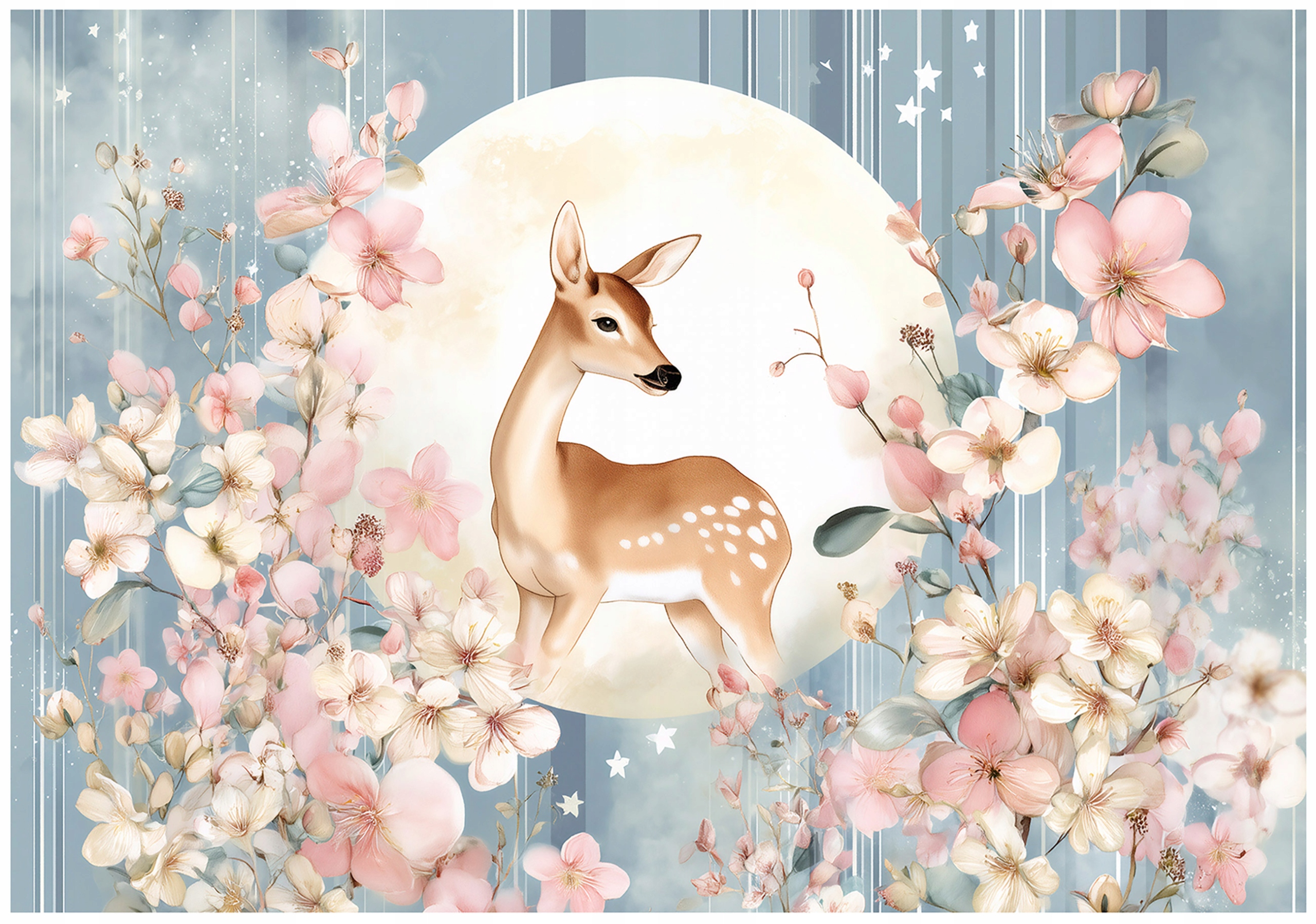 Fototapeta Pro Děti Srna Květiny Tapeta Do Dívčího Pokoje 200x140