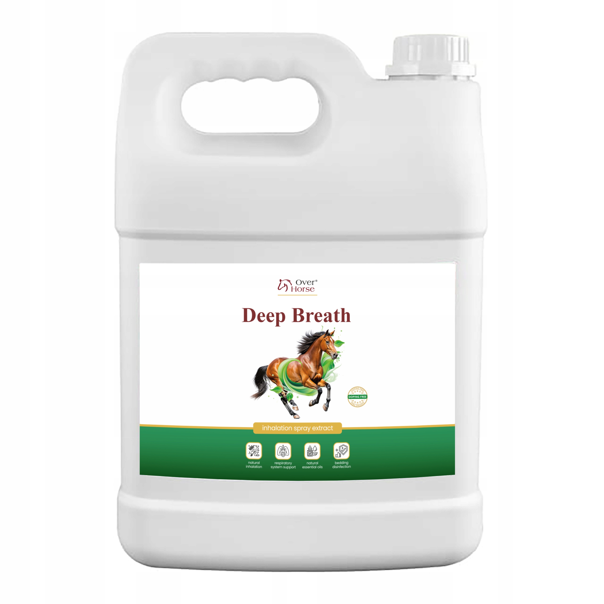Přípravek pro inhalaci koní, pro postřik boxu a sena Deep Breath 5 l Over Horse