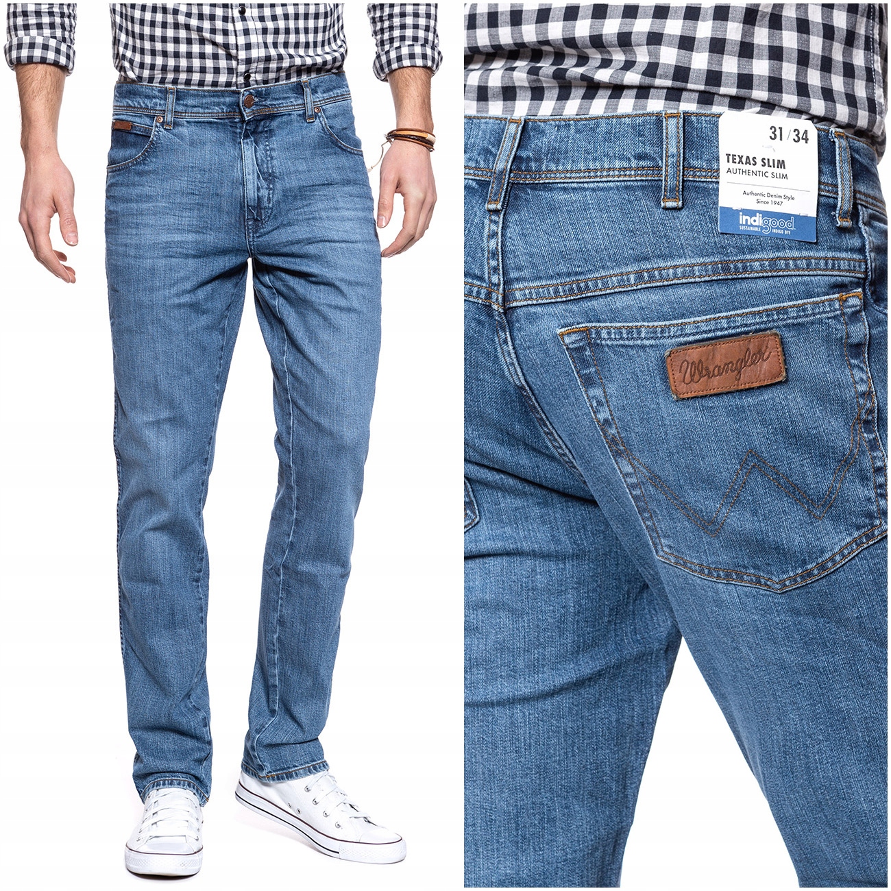 

Wrangler Texas Slim Męskie Spodnie Jeansy W40 L34