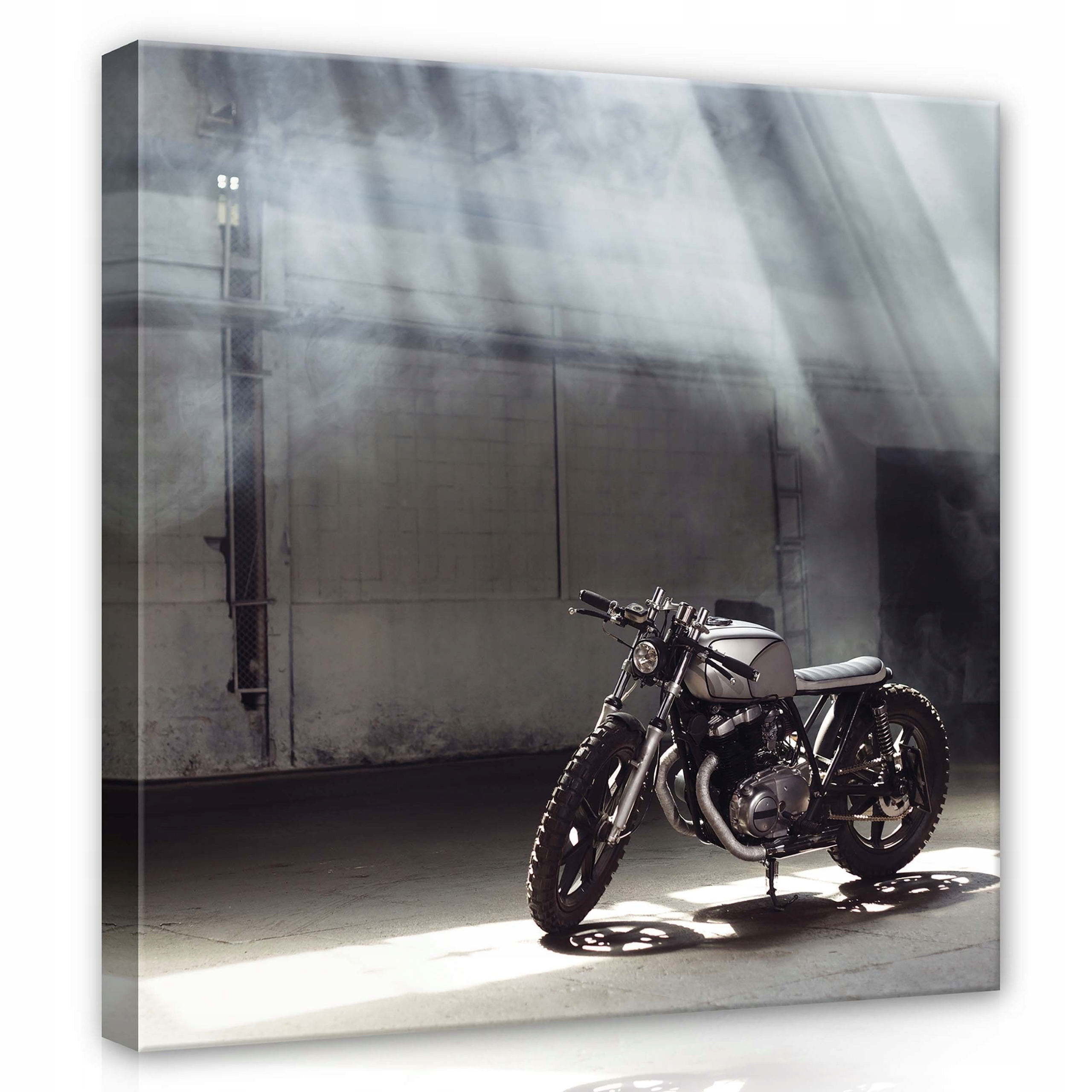 Obraz 80x80 Motocykl Café Racer industriální styl světlo stín černá bílá