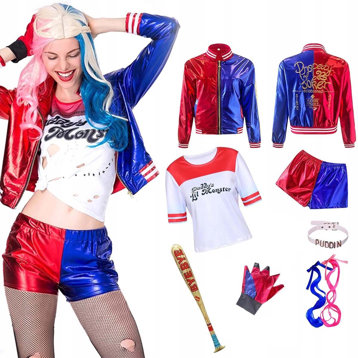 Kostým Harley Quinn Dámský Cosplay Kostým Halloween L