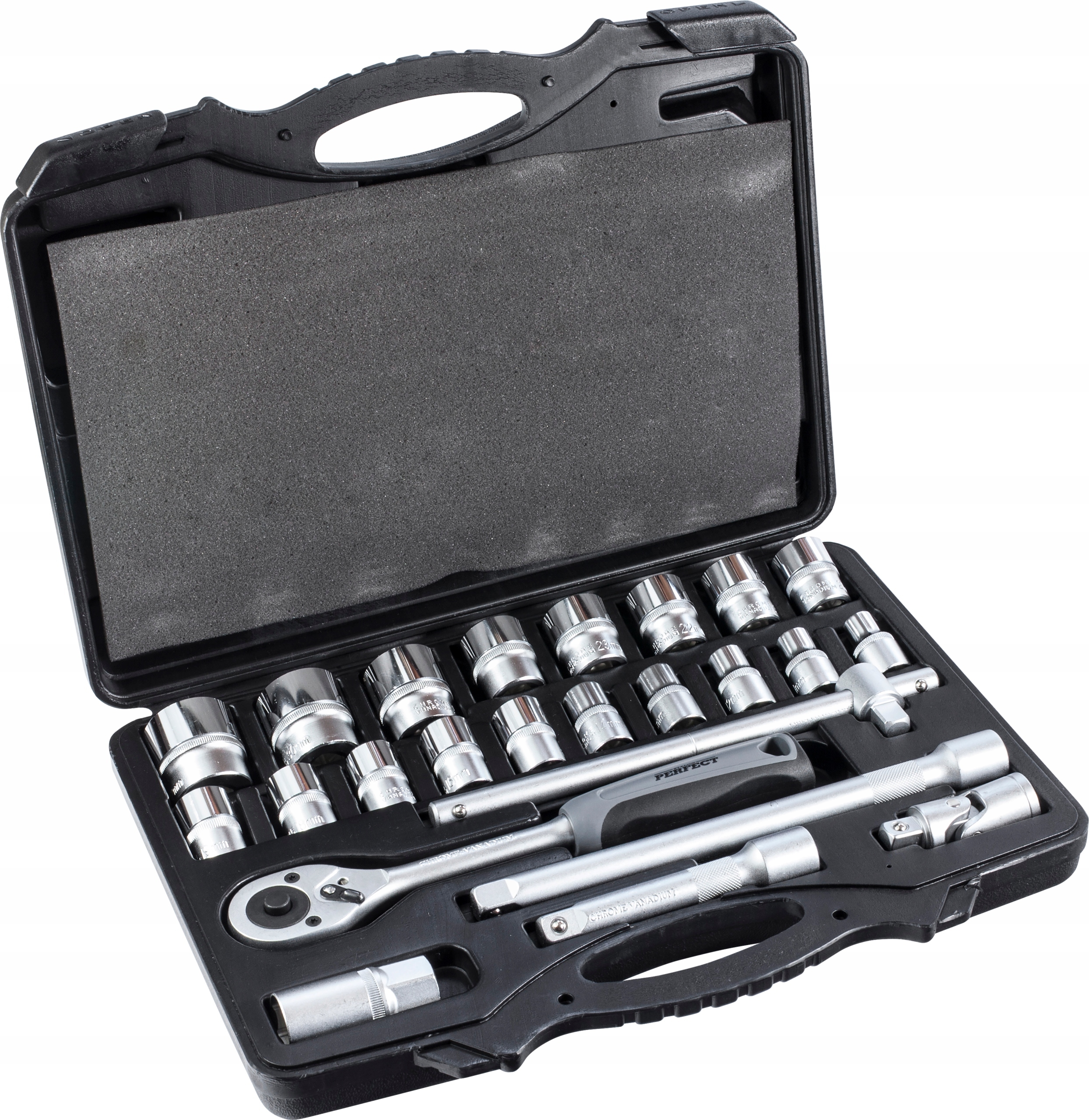 Sada Nástavců Stalco Perfect 1/2'' 24 Dílů S Račnou S-77222