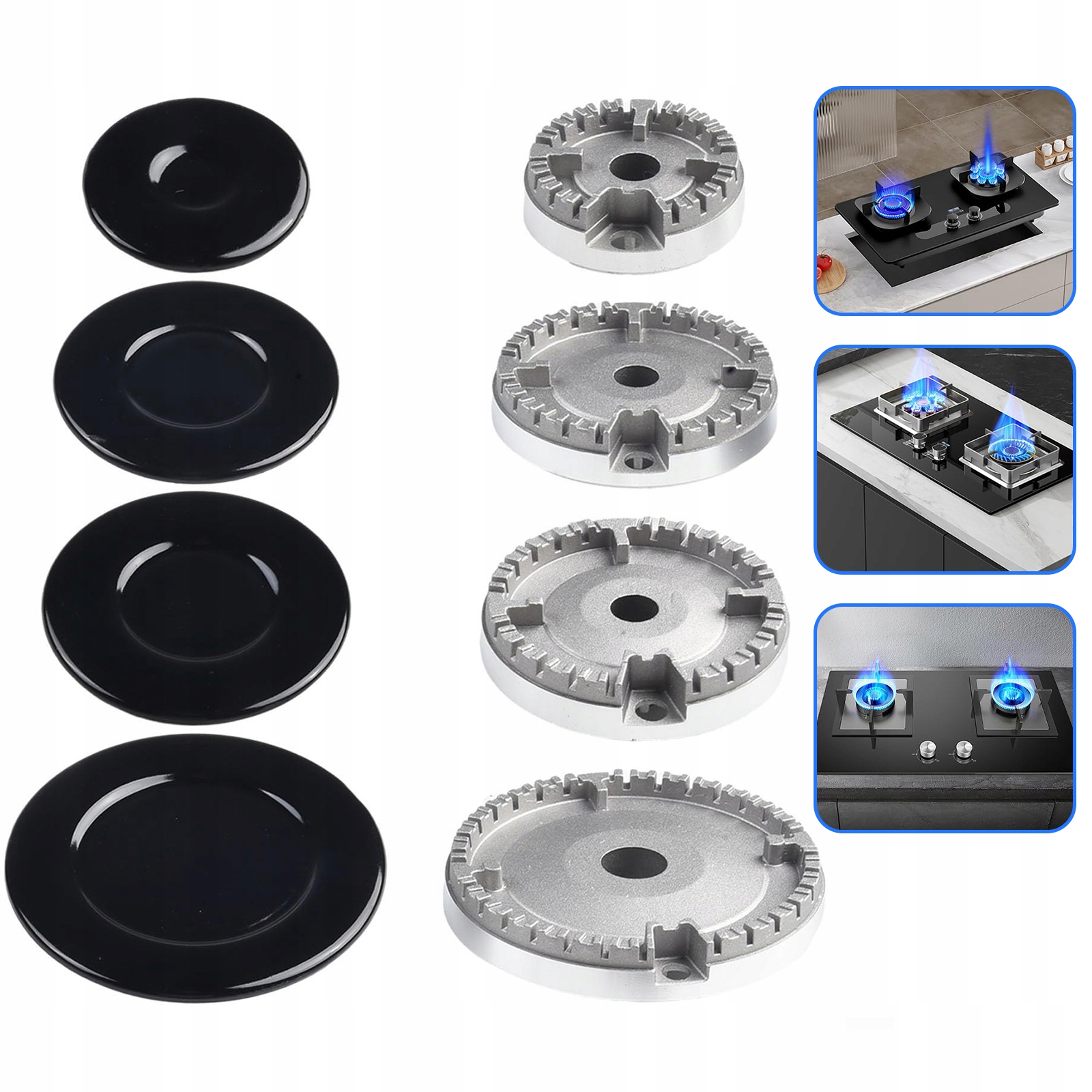 Palniki kuchenki płyty nakrywki kołpaki komplet