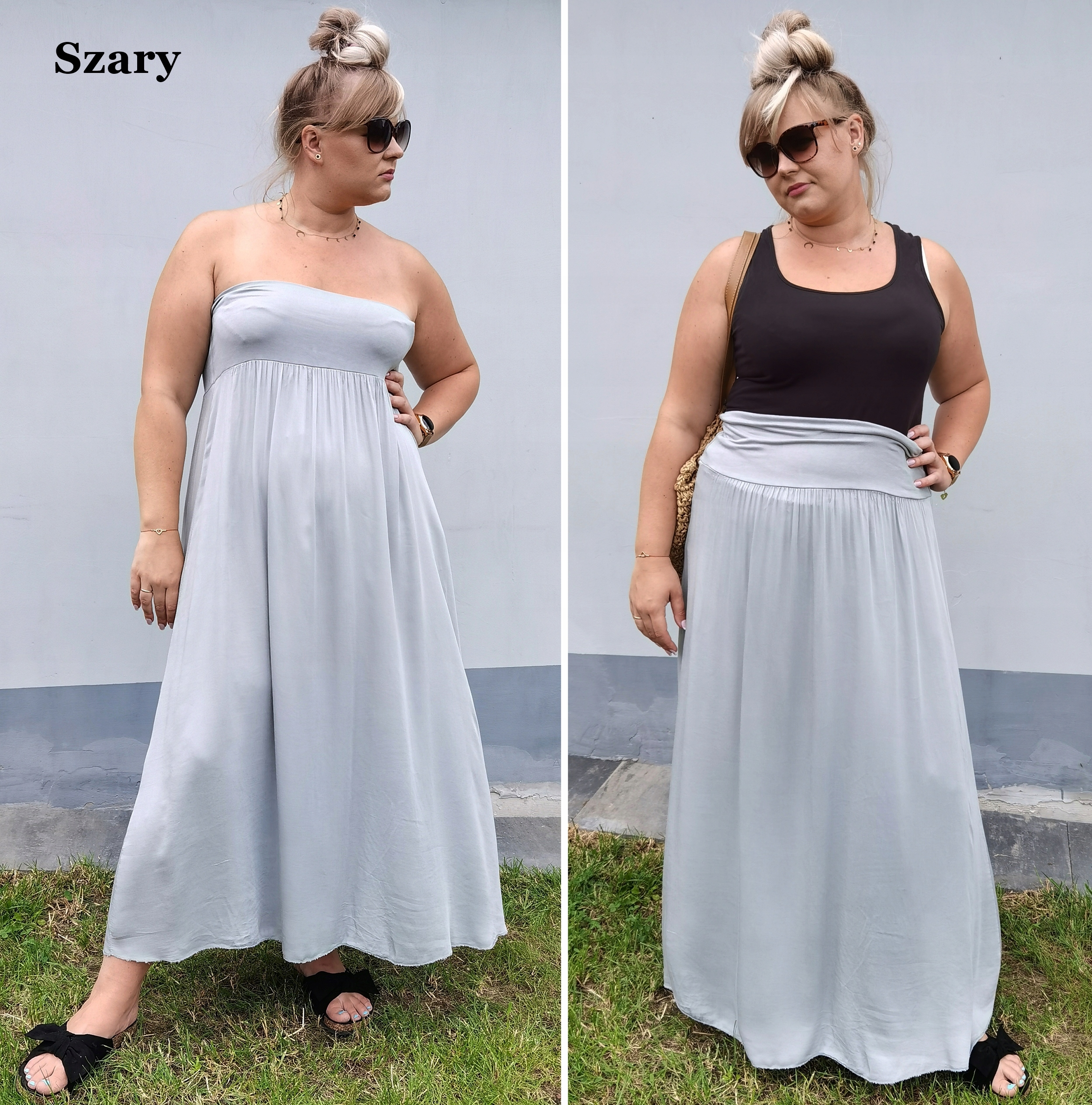 Zwiewna SPÓDNICA długa SUKIENKA plus size 46 Linia plus size (duże rozmiary)