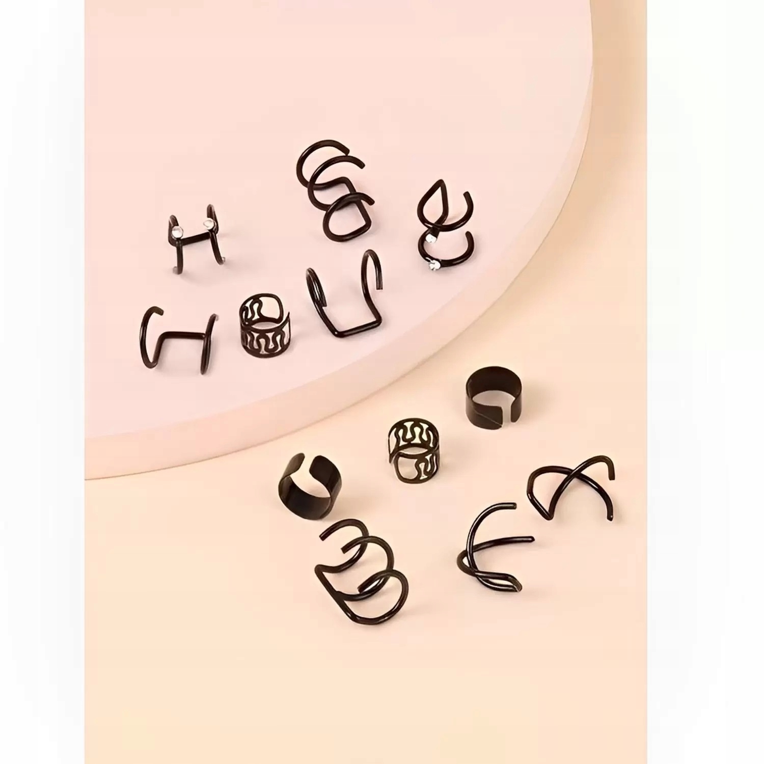 Nausznice komplet stal chirurgiczna 6 par CZARNE T Kolekcja Urodziny Rocznica Prezent