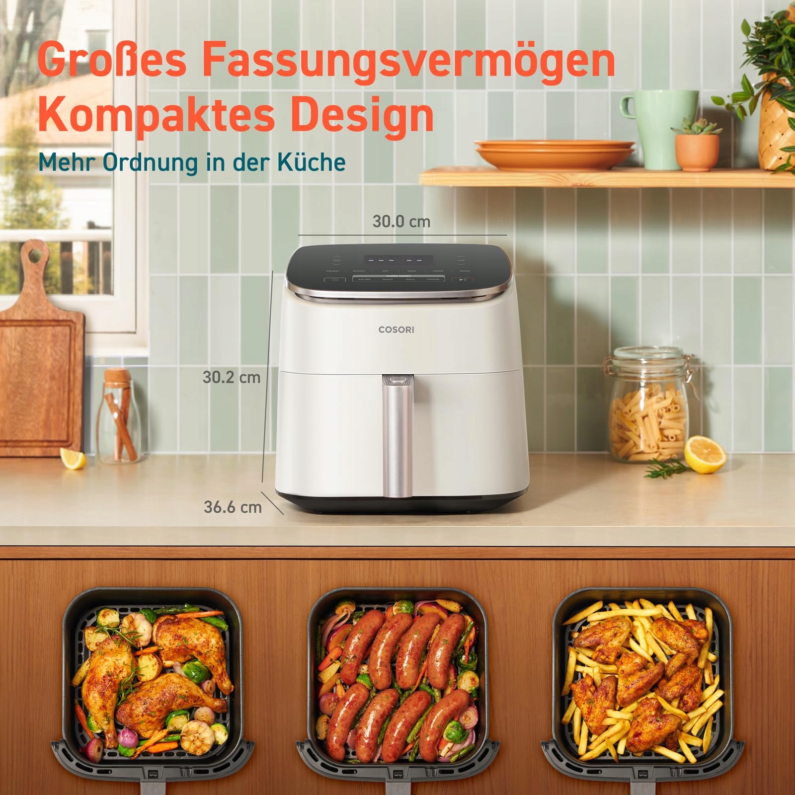 COSORI Frytkownica Beztłuszczowa 9w1 XXL 6L Cicha Energooszczędna Biała — miniatura 7