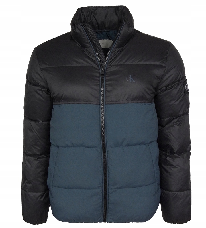 Calvin Klein Jeans, pánská péřová prošívaná bunda, černá-granátová, velikost XL