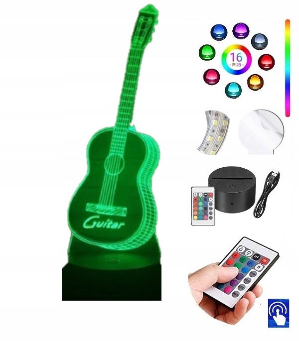Lampka na biurko Gitara 16 kolorów LED PLEXIDO