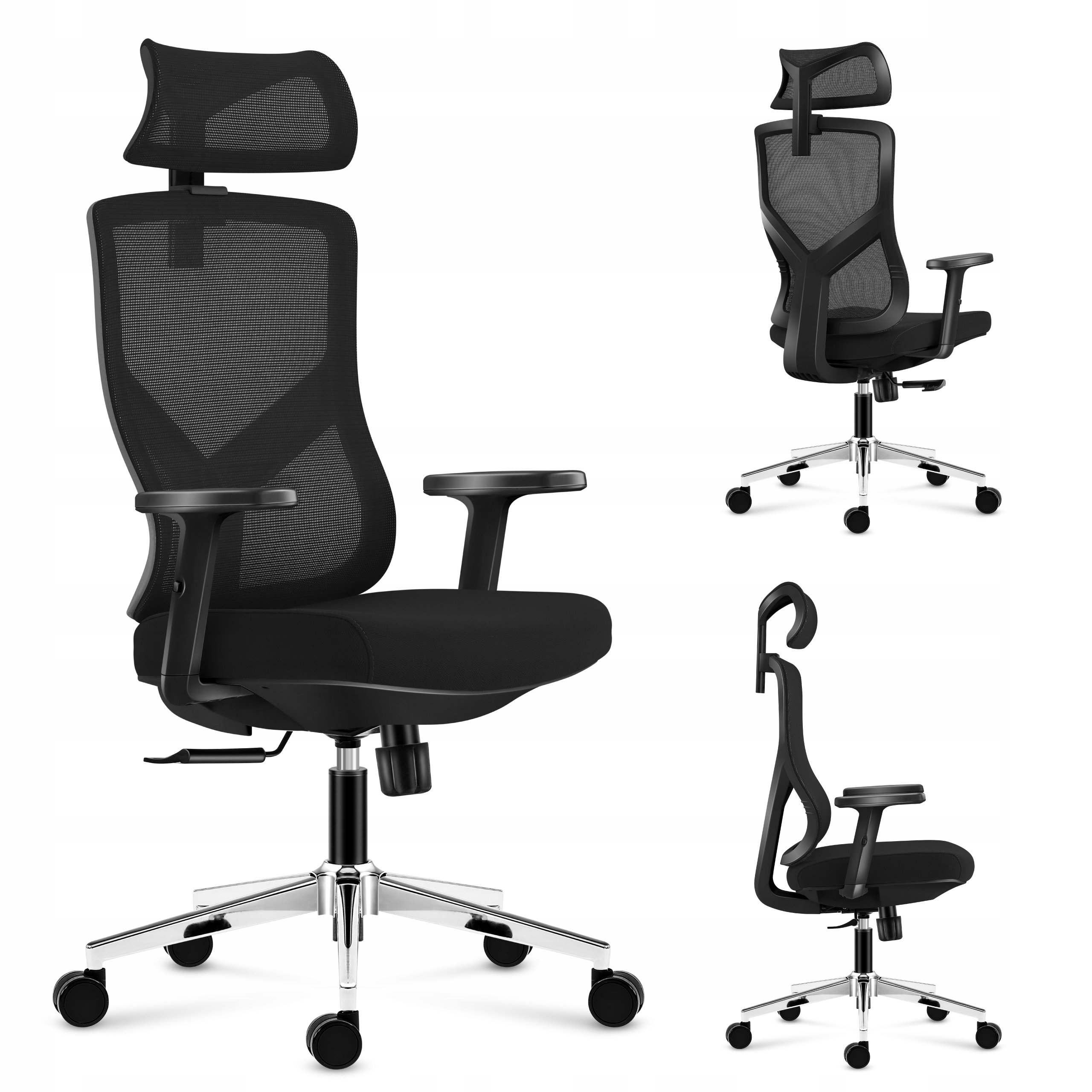 Fotel biurowy ergonomiczny Mark Adler czarny obrotowy regulowany do 130kg