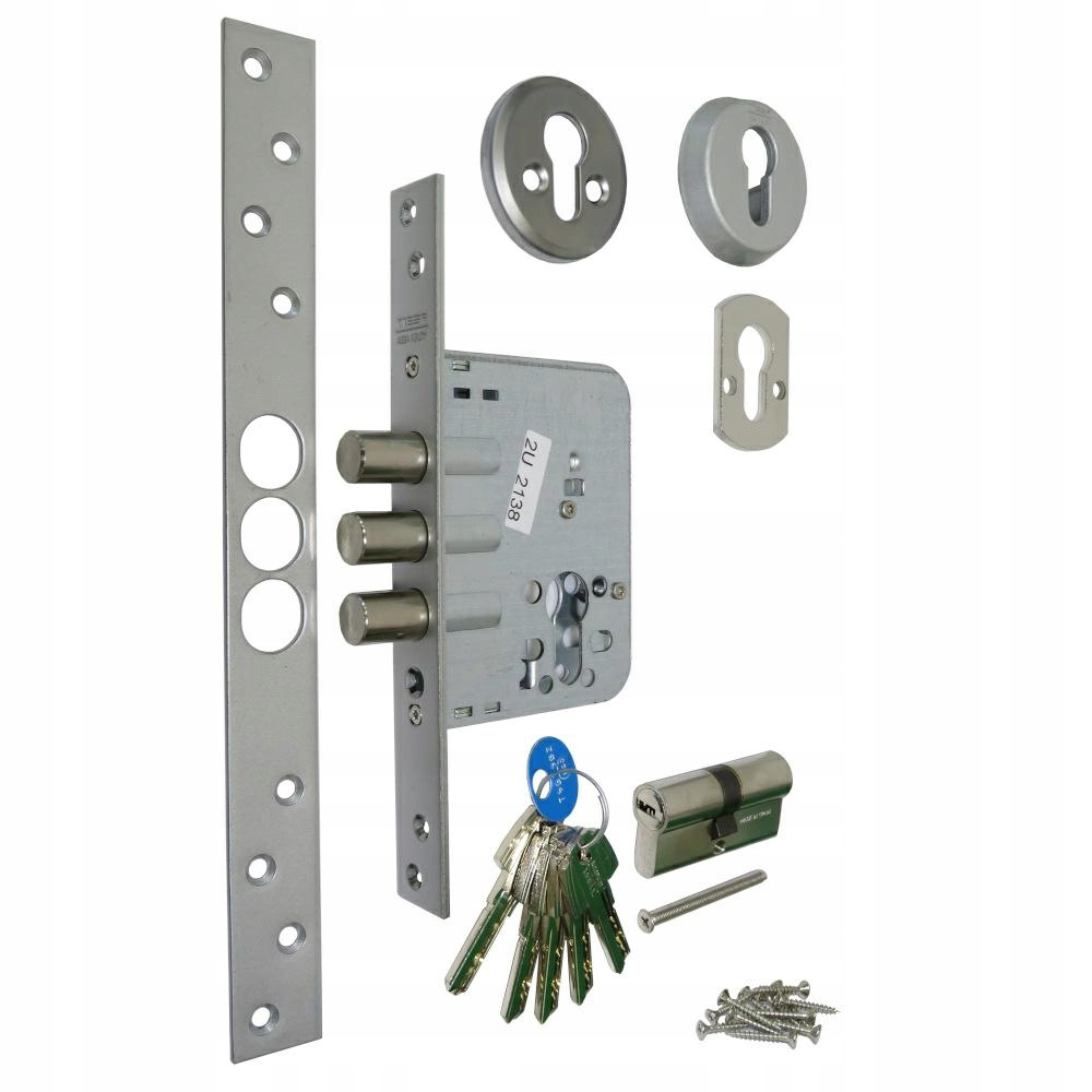 Přídavný zámek na vložku 3-bolcový Tesa 50 mm Chrom mat rozeta vložka