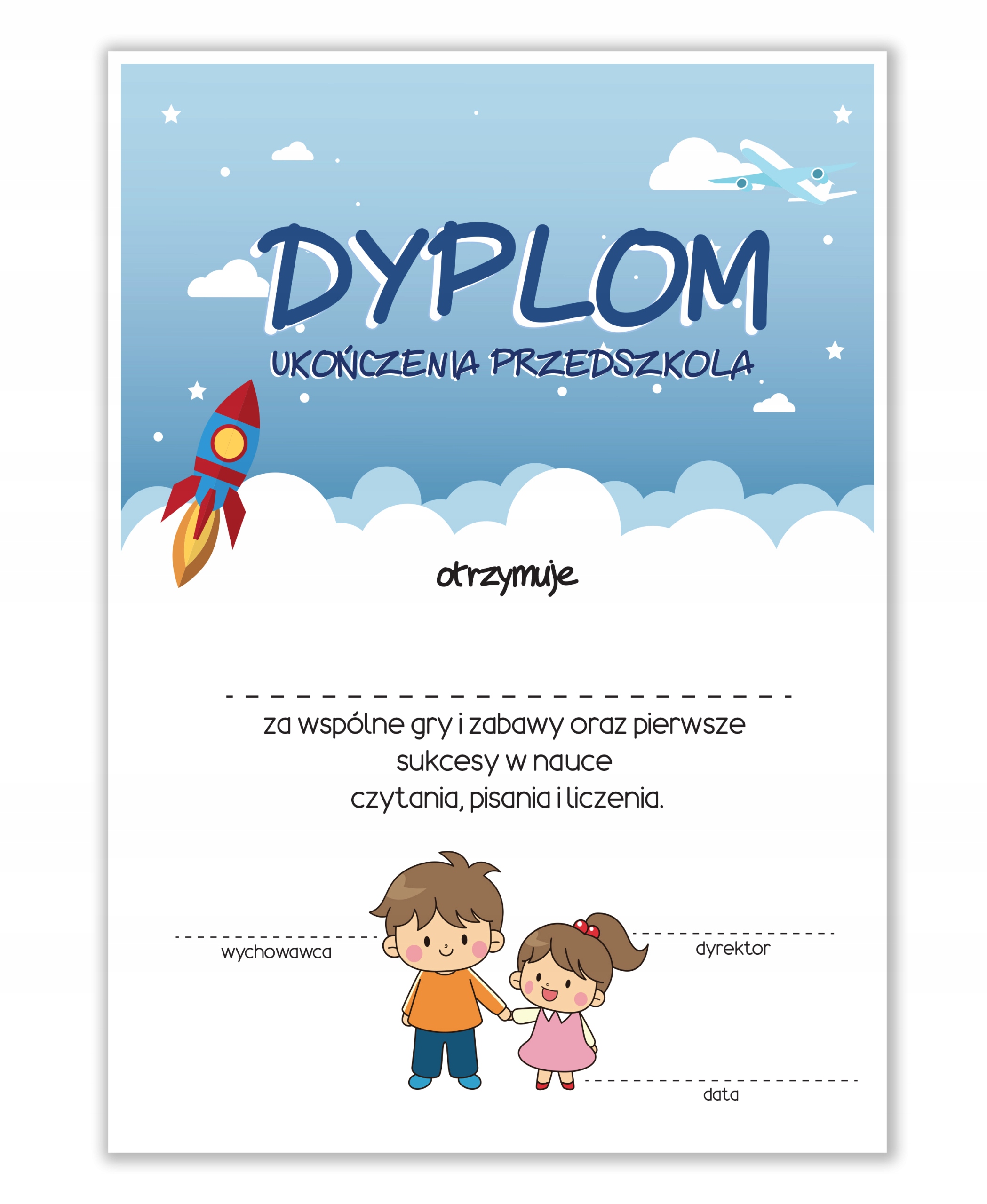 

Dyplom Ukończenia Przedszkola A4 Chmury