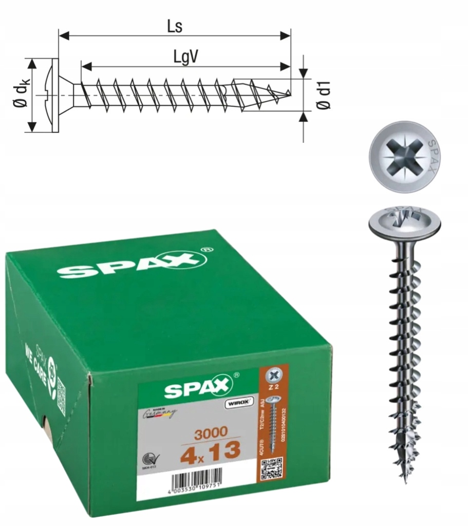 Univerzální šroub Wirox spax 4 x 13 Wirox podložka 3000 ks