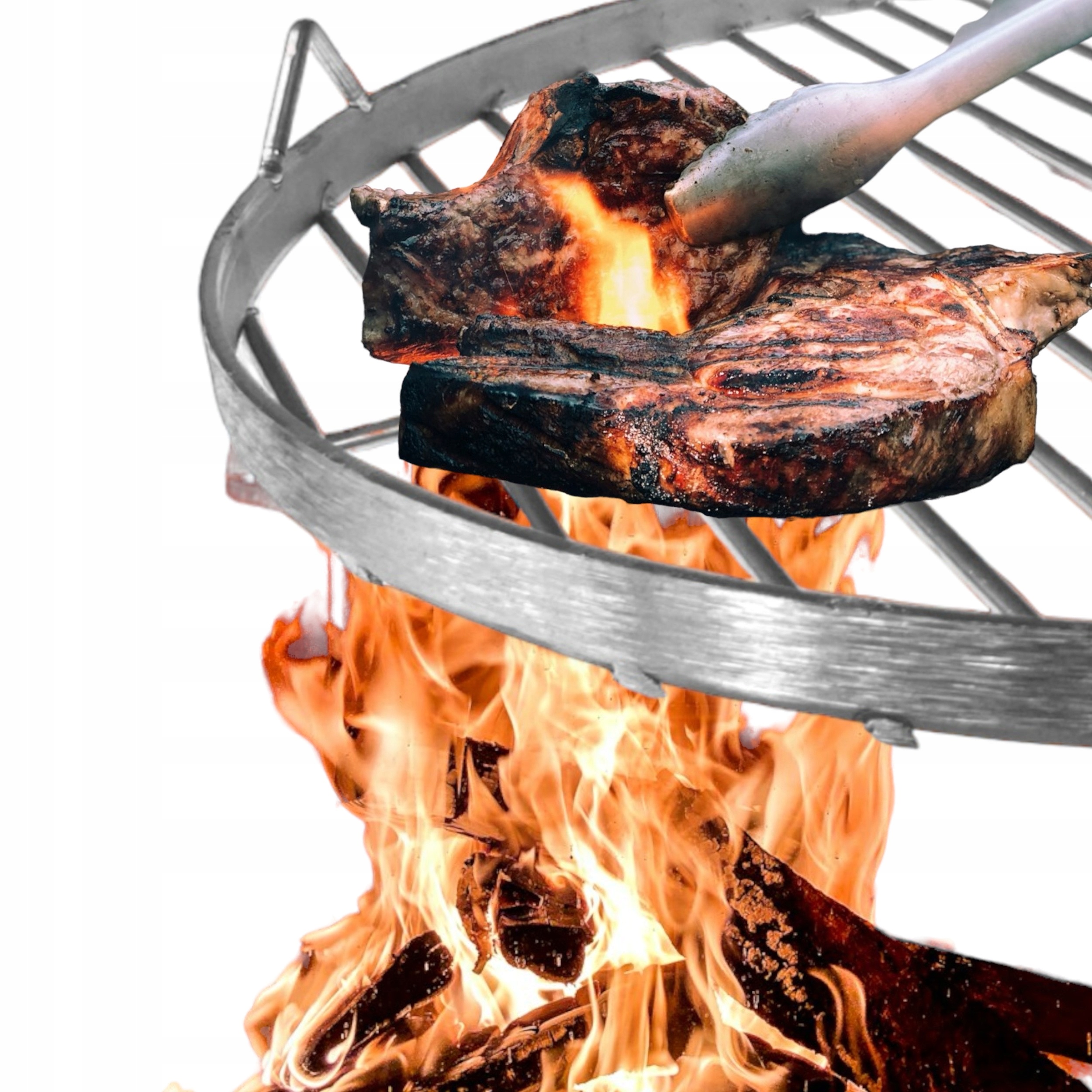 Ruszt do grilla ogniska okrągły nierdzewny wiszący na trójnóg 45 cm