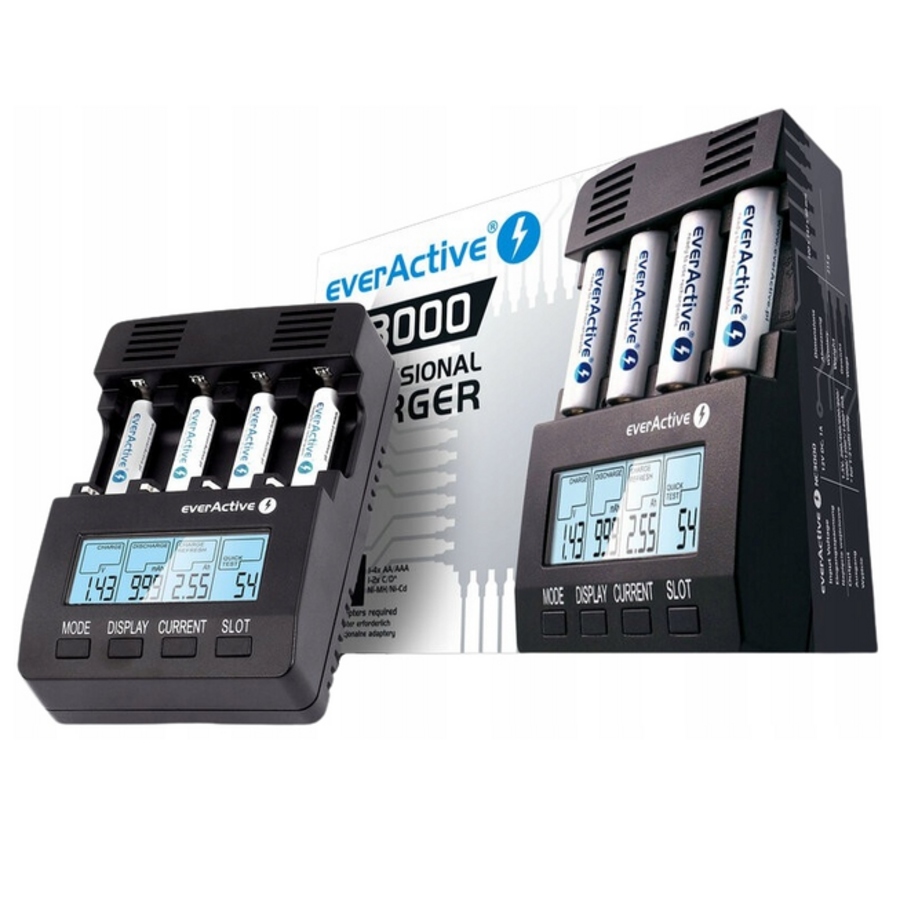 Procesorová nabíječka pro Ni-MH Aa Aaa R14 R20 everActive NC-3000 LCD