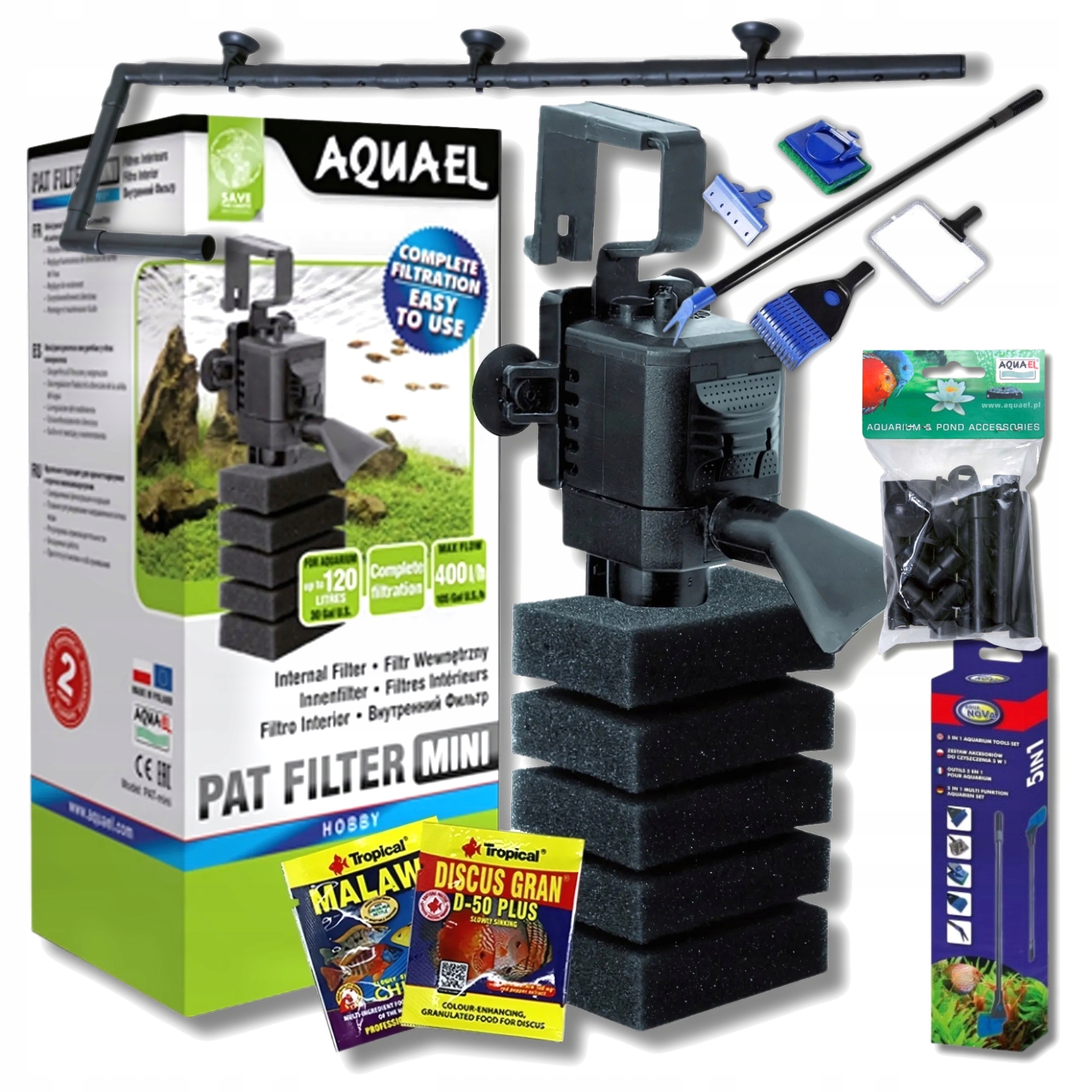 Vnitřní filtr pro akvárium do 120 l, výstup 12/16 mm dešťová sprcha, čistič
