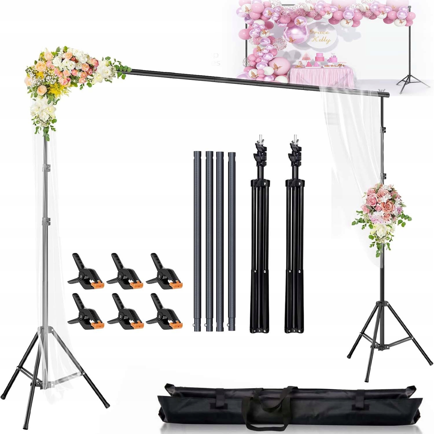 Stativ Pro Fotografické Pozadí, Sada Pro Studio, Svorky 10*6.56 Ft