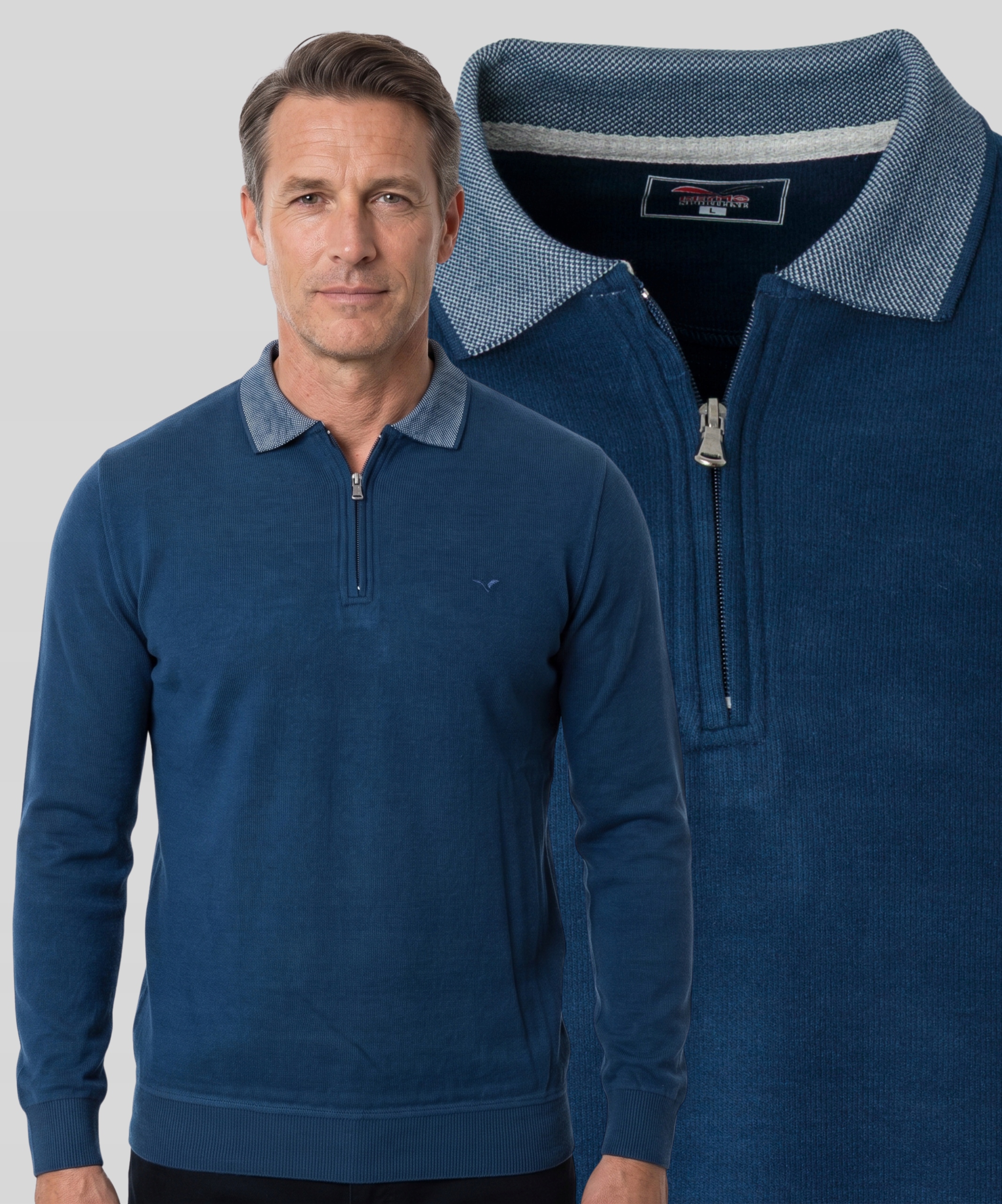 Bluza Męska Bawełniana Zamek Ciepła Niebieska Turecka Rozmiar XXL