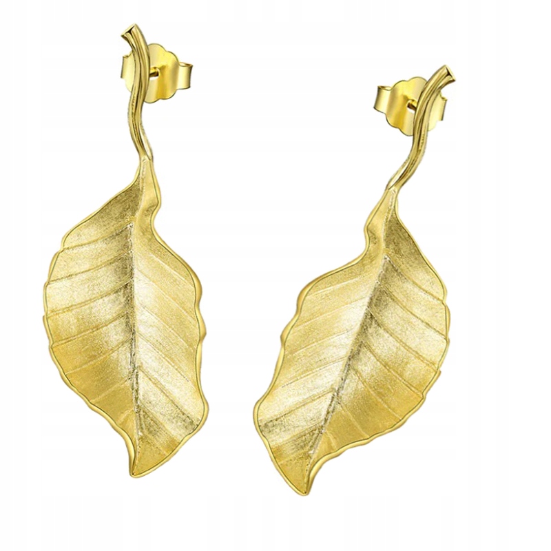 Náušnice Zlaté Náušnice Listy Stříbro 925 Náušnice Móda Trusky