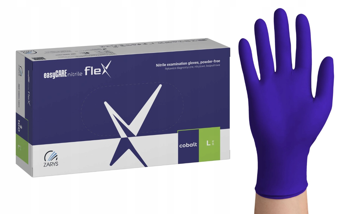 Rękawice nitrylowe bezpudrowe Flex 100szt kobalt rozmiar L też do żywności