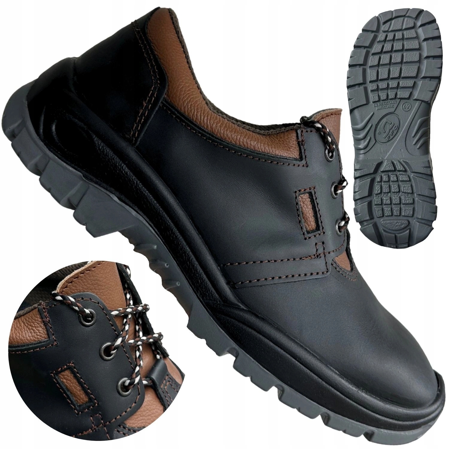 Buty robocze męskie półbuty skórzane bez podnoska Ppo Strzelce model 38 -42