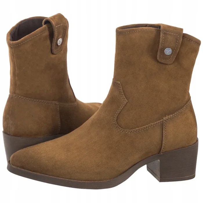 Boty Kotníkové Boty na podpatku Dámské Caprice boty 9-25313-43 Khaki Suede