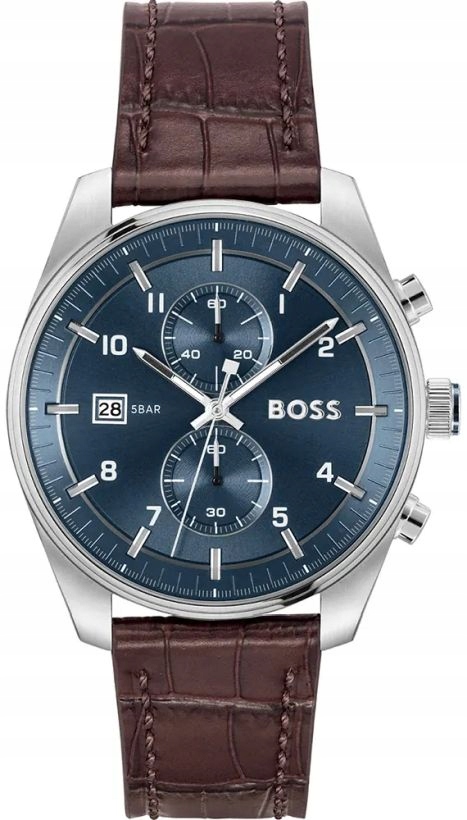 Zegarek Męski Hugo Boss 1514194 Modny Niebieski Chrono Data Na Pasku +box