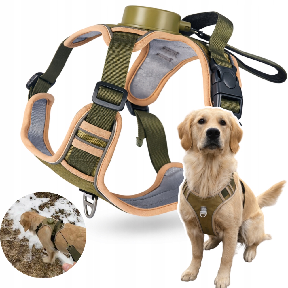 postroj pro psa s vestavěným vodítkem Guard, automatický 1,5M Khaki L