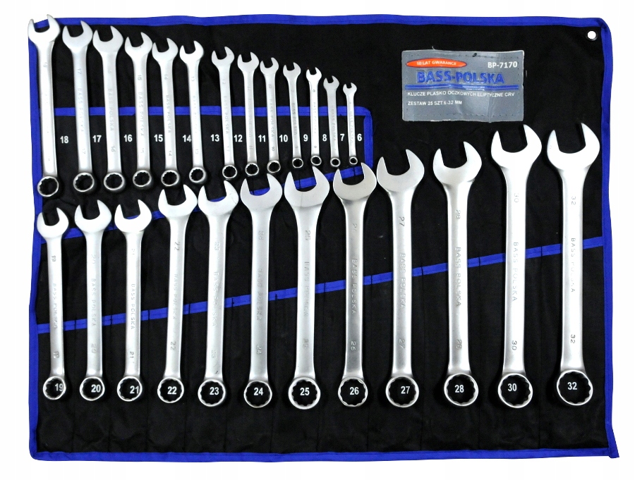 ZESTAW KLUCZY PLASKO OCZKOWYCH 6 32mm KLUCZE BASS Number of Elements sets