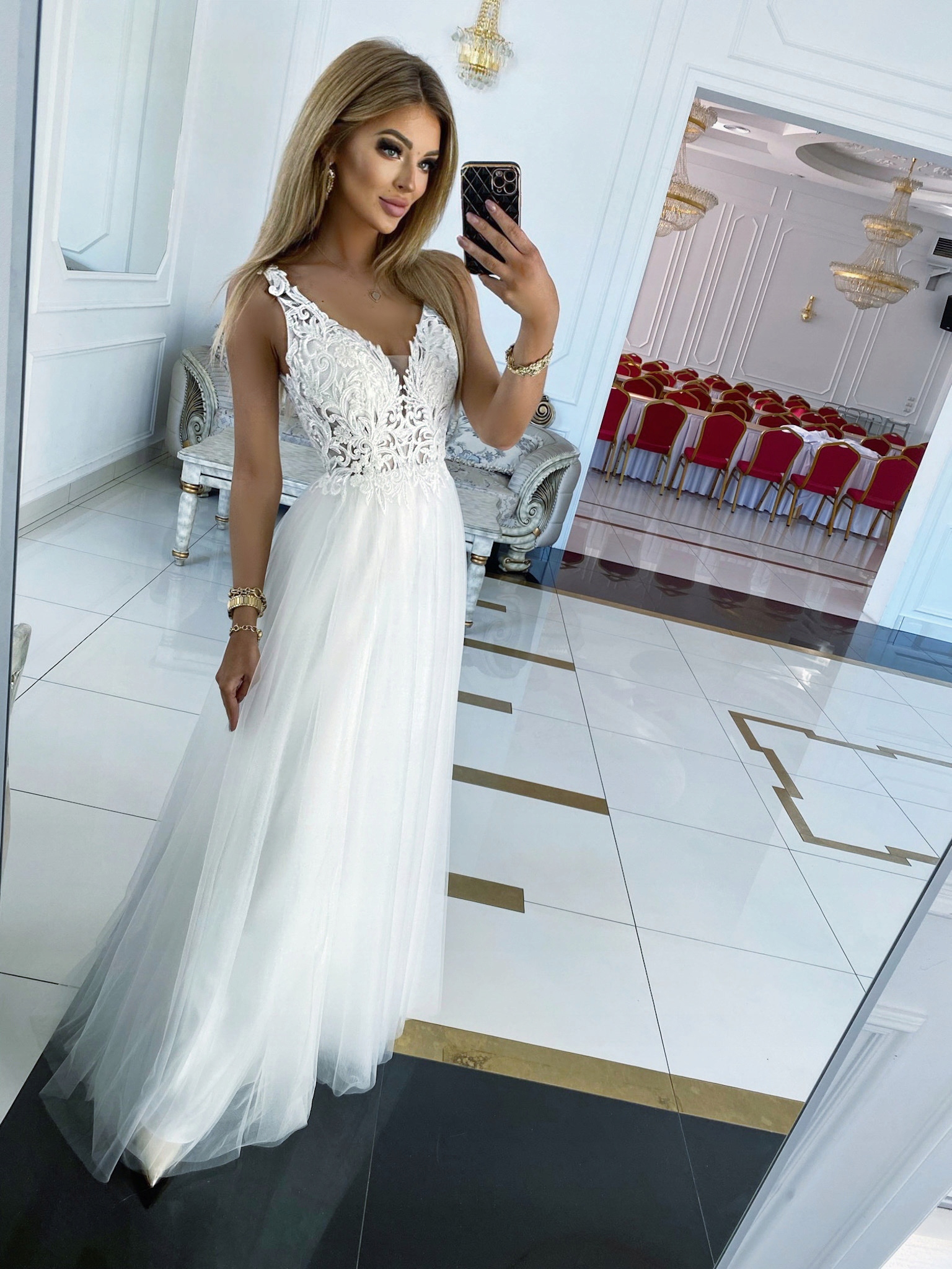 Šaty Nela Dlouhá Svatební Bílá 40 L