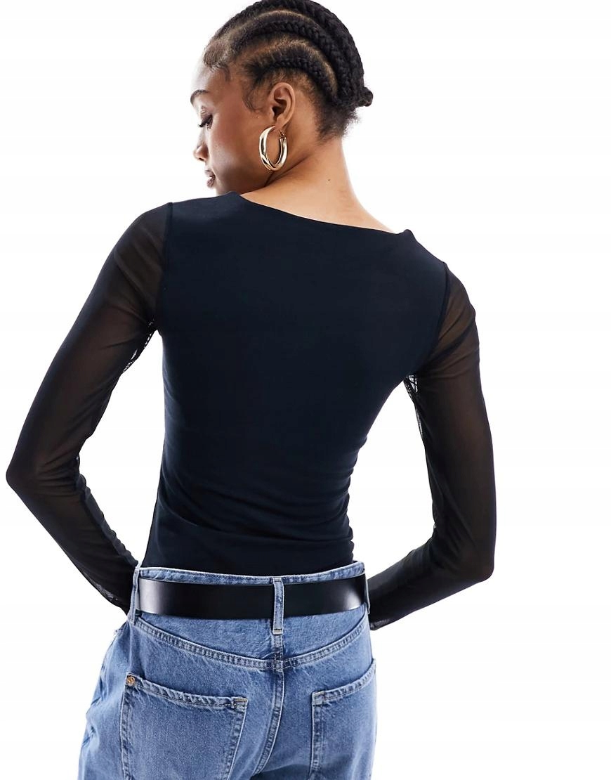 CZARNE BODY DŁUGI RĘKAW SIATECZKA HBF NJ1__S Marka inna