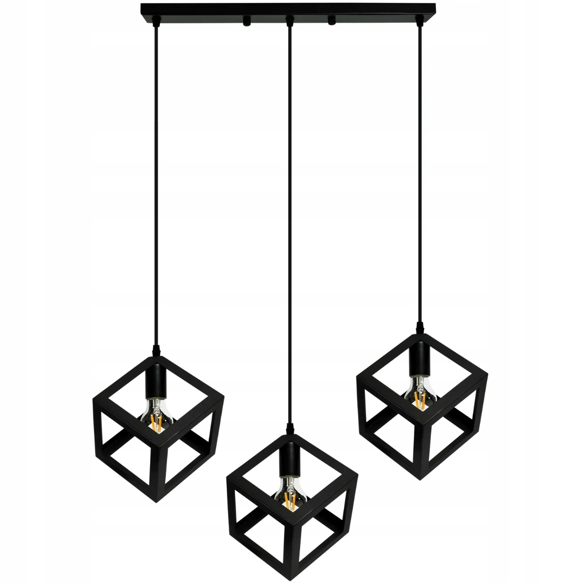 Závěsná lampa lišta černá 3 černé kostky loft moderní do obývacího pokoje Polux